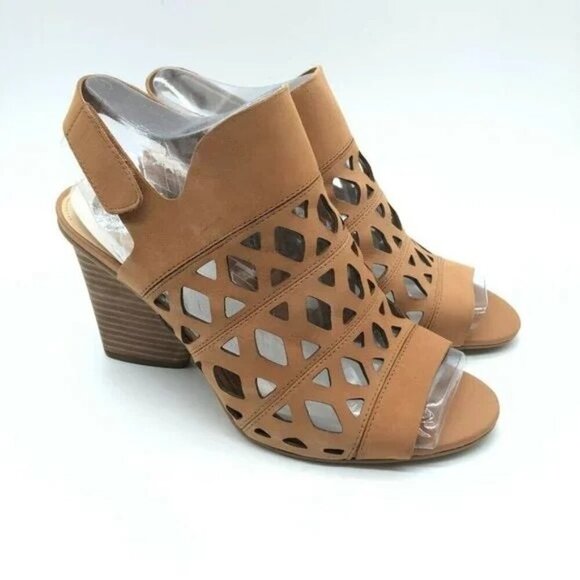 Vince Camuto Deverly Beige Cut Out Nubuck Leather Sandals - Picture 2 of 6